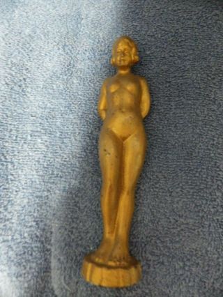 Antique Art Deco Nude Woman Figure Metal Statue Sculpture 7 "