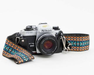 Vintage Nikon Fg - 20 Film Camera 35mm With 50mm F/1.  8 E Series Lens & Strap