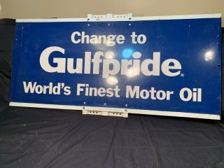 Vintage Rare Gulfpride Motor Oil Sign Large 48 " X 22 " World 