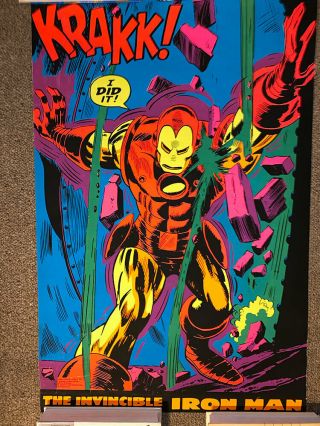 Marvel/third Eye True Vintage Krakk Iron Man Blacklight Poster 1971