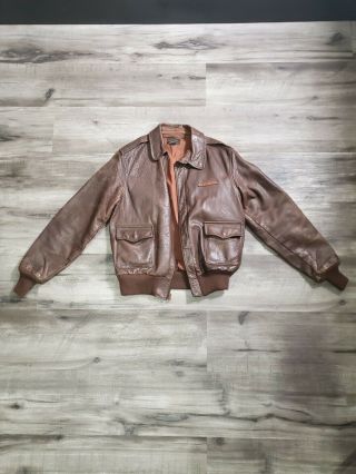 Wwii A - 2 Bomber Vintage Leather Flight Jacket - Size 40 - Perry Sportswear