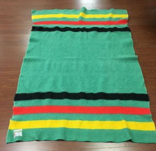 Vintage Orrlaskan 100 Pure Virgin Wool Blanket Striped Green 50x69 "