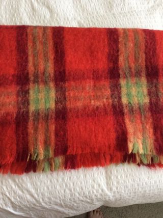Hudson Bay Vintage 100 Mohair Fringed Blanket Throw Fall Color