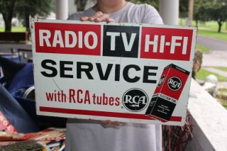 Vintage 1950 ' s RCA Radio TV Television Gas Oil 2 Sided 18 