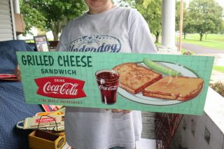 Vintage 1958 Coca Cola Grilled Cheese Sandwich Fishtail Restaurant 22 " Sign