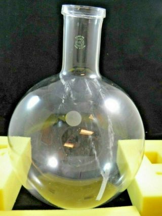 Vintage 5000 Ml 5 L Glass Round Bottom Apothecary Boiling Flask Large Neck