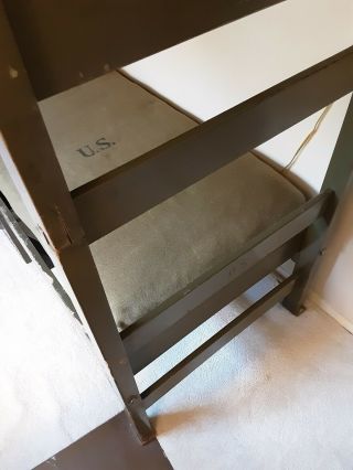 WWII dated US Army Wooden Bunk Beds WW2 complete w/ blankets pillows etc 3