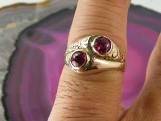 14k Gold Art Nouveau 0.  66ct Ruby Gemstone Wrap Ring Size 7 High Relief