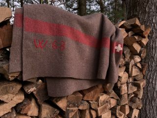 Vintage 1968 Swiss Army Wool Blanket