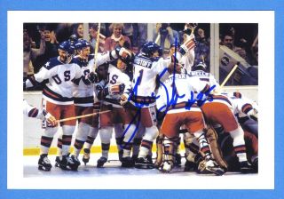 Bill Schneider Us 1980 Olympic Gold Medal Hockey Team Signed 4x6 Photo C16407