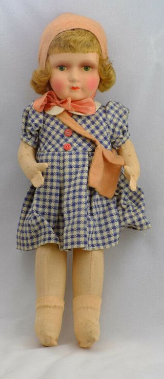 Vintage Lenci Type German Doll Composition & Cloth Jointed Body German C.  1930