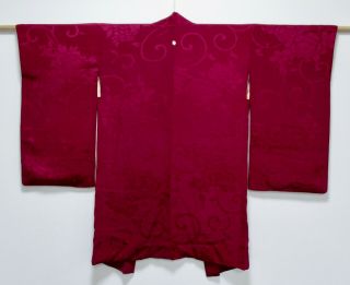 Japanese Kimono Silk Antique Long Haori / Purple / Karakusa Flower /552