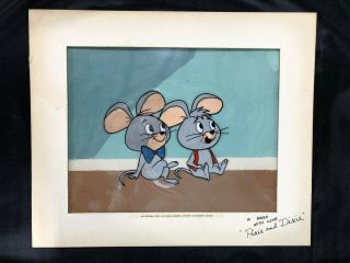 Orig Pixie & Dixie Hanna Barbera Hand Painted Cel Cell From Huckleberry Hound
