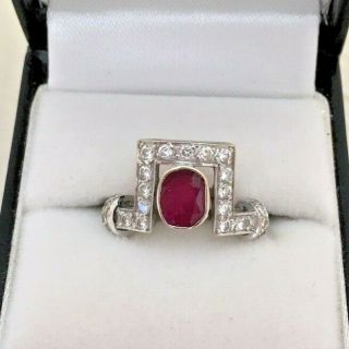 Handmade 18ct White Gold Diamond And 1ct Ruby Ring - Oval Cut,  Bezel Set,  F/g Co