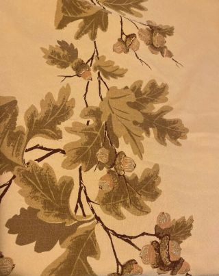 California Hand Prints Tablecloth Oak Tree Leaves & Acorns W Vtg Gold Glitter