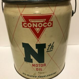 Vintage Very Rare Conoco Nth Motor Oil 5 Gallon Nos Can Complete