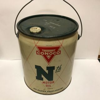 Vintage Very Rare Conoco Nth Motor Oil 5 Gallon NOS Can Complete 2