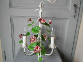 1970s Vintage French Tole Ceiling Light Hanging Fixture