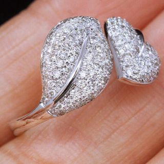 1Ct 100 Natural Diamond 10K White Gold Cluster Leaves Ring EFFECT 2Ct RWG153 - 13 3
