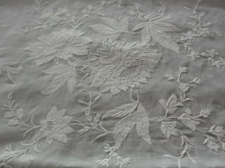 White Organdy Madeira Hand Embroidered Tablecloth 68 " X 90 "