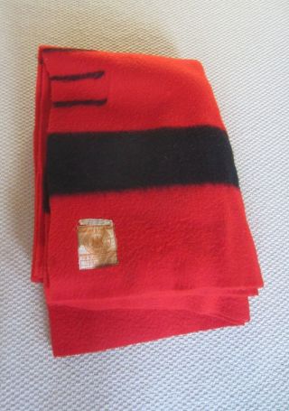 Vintage Hudson Bay 100 Wool Blanket Red & Black Striped England