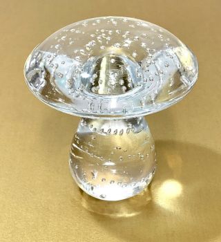Vintage Glass Mushroom Paperweight Bubbles Encapsulated 2