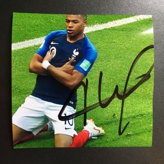 Kylian Mbappé Hand Signed Photo Autograph Footballer Paris Saint - Germain