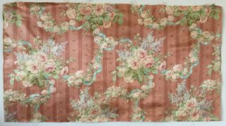 Late 19th Or Early 20th C.  French Printed Floral Silk Fabric (2600)