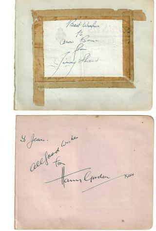 6 x Vintage Signed Autograph Album Pages 7 Signatures Incl Harry Lauder 2