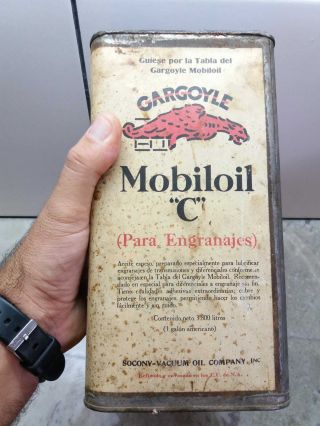 Can Old Vintage Very Rare Gargoyle Mobiloil " C " Socony Vacuum Oil Company 1 Gal