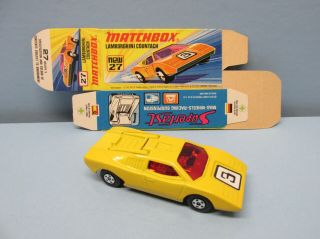 Matchbox Superfast 27b Lamborghini Countach Light Yellow / Red Windows/