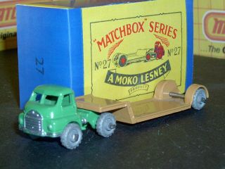 Matchbox Moko Lesney Bedford Low Loader 27 A2 Mw F - C Braces Sc3 Vnm Crafted Box