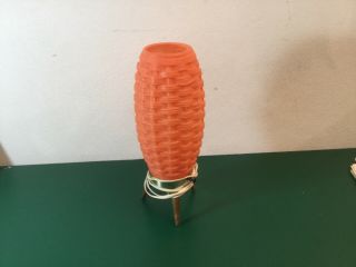 Vtg.  Orange Plastic Beehive Basket Weave Tripod Lamp Atomic Mid Century Modern
