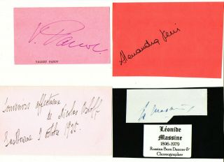 5 X Ballet Dancer Signed Autographs Incl Valery Panov,  Leonide Massine