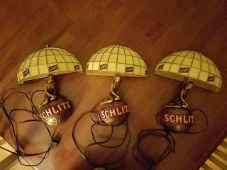 3 Qty.  Schlitz Beer Woman On World Lighted Wall Lamps 1971 Vintage