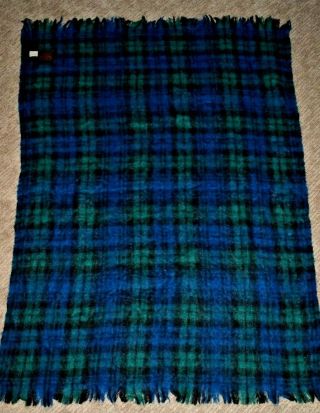 Creagaran Mohair Wool Blend Throw Blanket Scotland Blue Green Plaid
