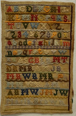 Small Mid/late 19th Century Alphabet Sampler By Maria Brown - C.  1870