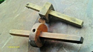 2 Antique Primitive Vintage Wood Scribe Marking Tools Woodworking
