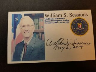 William S.  Sessions 4th Fbi Director Autographed 3x5 Inch Index Card