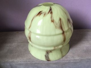 Art Deco Glass Lampshade Table Lamp Or Pendant Ridged Peppermint Green & Brown