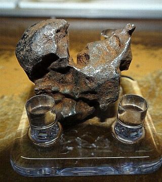 20 Gm.  Sikhote Alin Iron Meteorite ; Top Grade; Russia With Stand