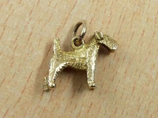 Vintage Solid 9ct Gold Fox Terrier Dog Charm 1960