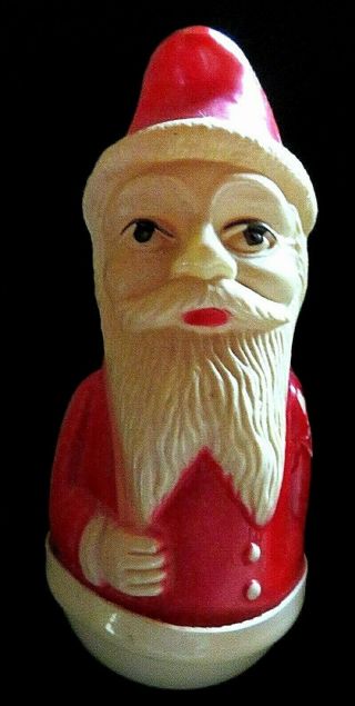 Near Vintage Christmas Celluloid Santa Claus Roly Poly Toy Rattle 1920s