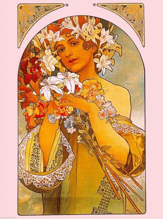 The Flower French Nouveau Alphonse Mucha Vintage Advertisement Poster