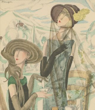 Gazette Du Bon Ton Art Deco Pochoir 1922 Flappers In Five Senses Series Fashion