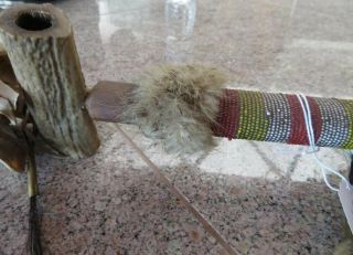 Plains Indian Beaded Pipe,  Vintage c.  1950,  H: 30 