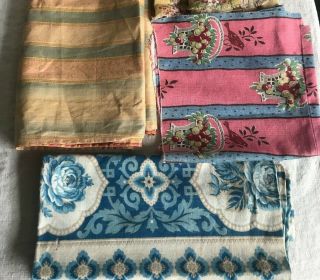 Antique French Fabrics Silk,  Linen & Cotton Furnishing Remnants - Projects 4pc