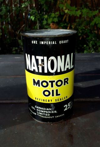 Rare 1940s National 25 Cents Canadian Oil Companies Imperial Quart Motor Oil Can
