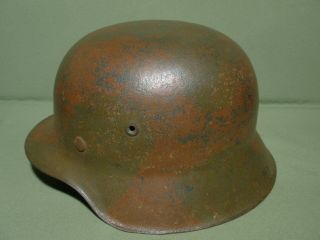 M - 42 German Normandy Camo Helmet.  Ww2.  Size 64.  Liner,  Name.
