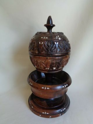 Vintage Hand Carved Wood Candy Dish